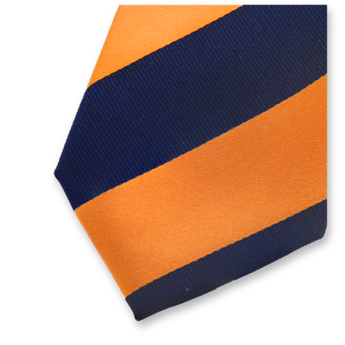 Breed gestreepte stropdas donkerblauw/oranje (2)